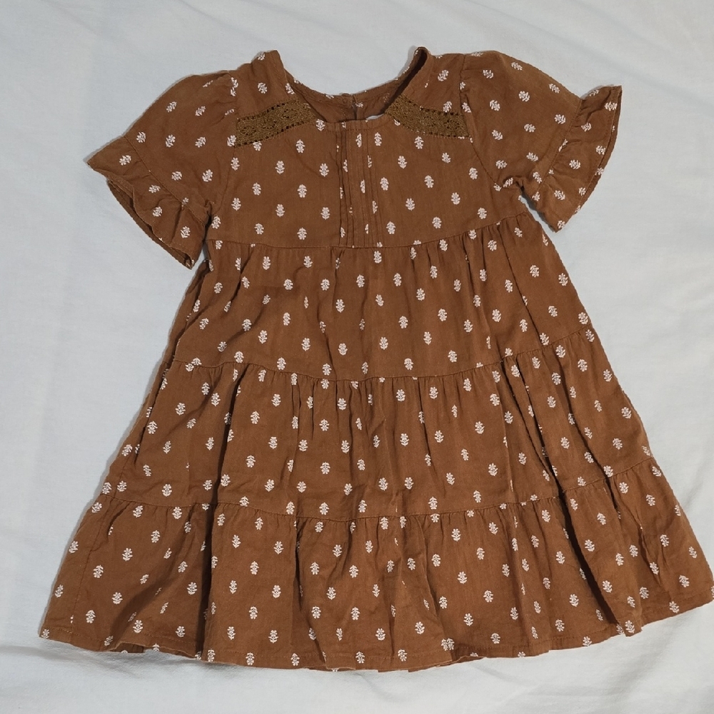 Old Navy Brown Kids Dress with White Pattern